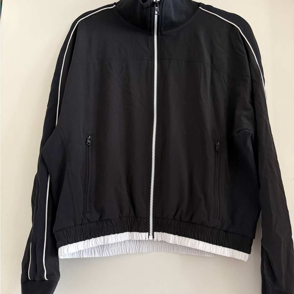 Athleta Black Track Suit with White Stripes medium petite - Picture 5 of 11